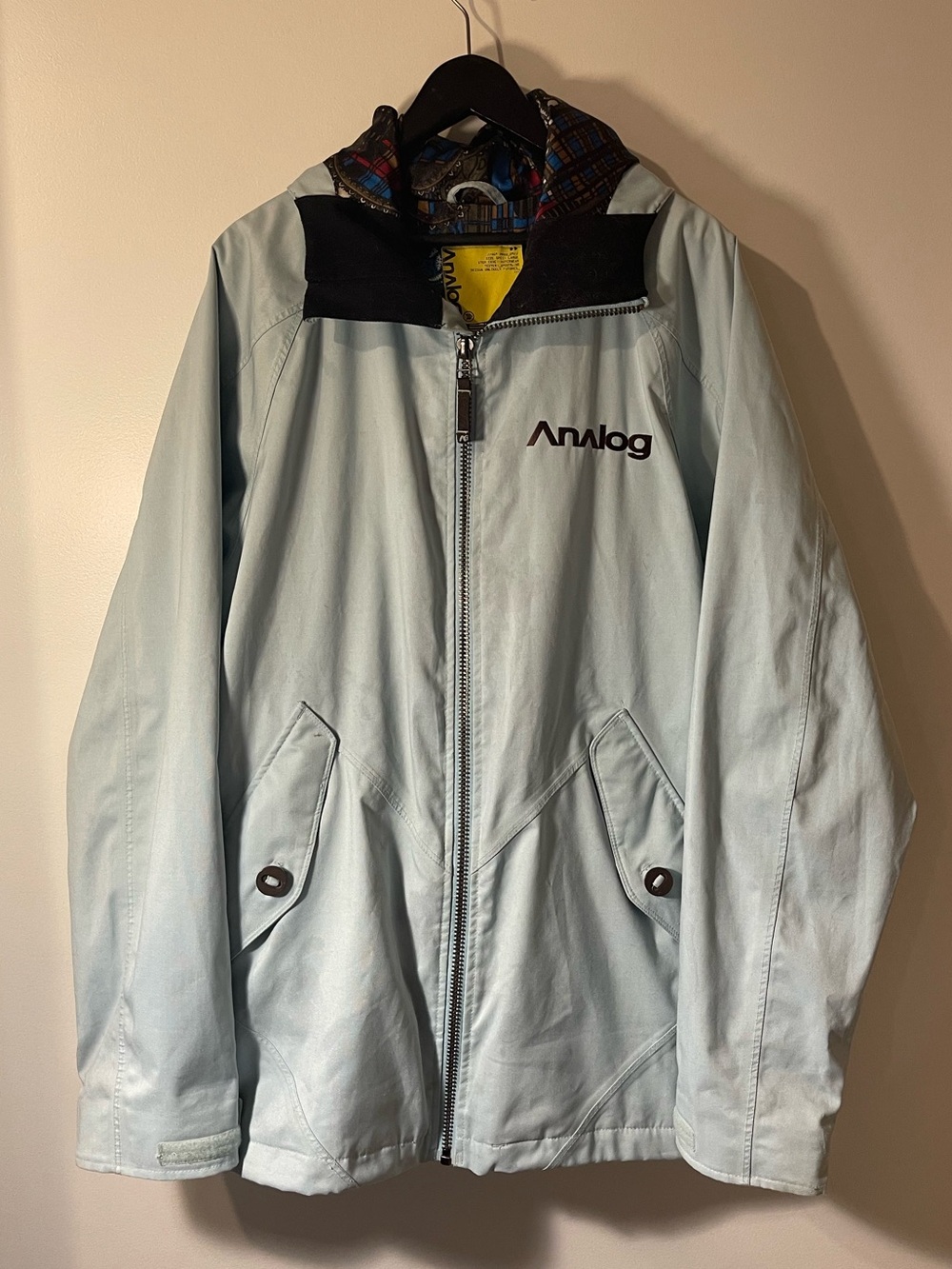 Analog AG Blue Gray Paisley Print Lined Snowboard Jacket Parka L Snow Sport